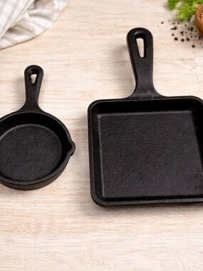 Mini Lodge Black Cast Iron Skillet & Griddle Set